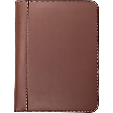 Samsill Letter Pad Folio - 8 1/2" x 11" - Leather - Tan - 1 Each