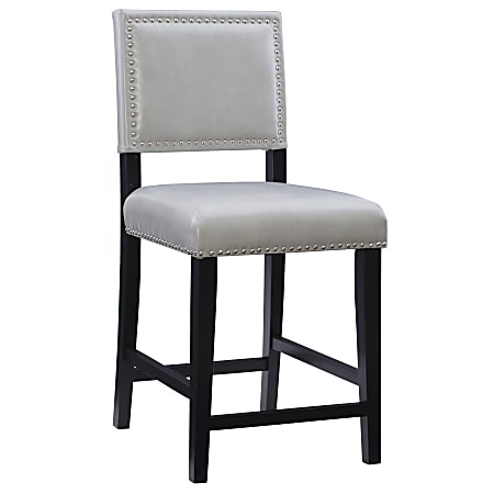 Linon Walton Faux Leather Counter Stool, Dove Gray/Black