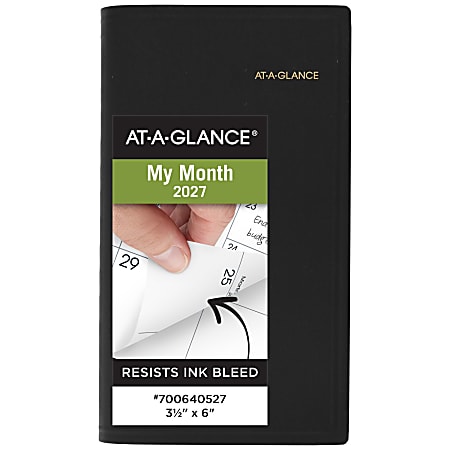 AT-A-GLANCE® 2027 Refillable Monthly Planner, Black, Pocket, 3 1/2" x 6"