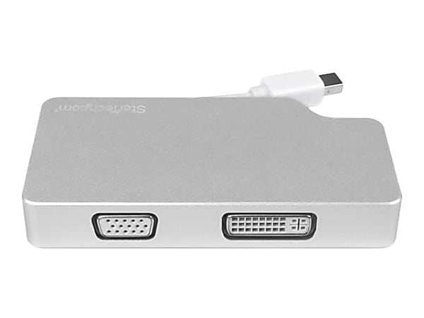 StarTech.com Aluminum Travel A/V Adapter: 3-in-1 Mini DisplayPort to VGA, DVI or HDMI - mDP Adapter - MDPVGDVHD4K