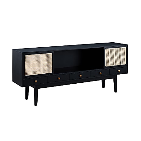 SEI Furniture Holly & Martin® Simms Media Console For 68"W Flat-Screen TVs, 29-3/4"H x 70"W x 17"D, Black/Natural