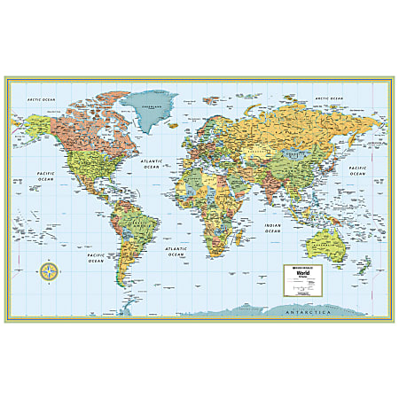 Rand McNally M-Series Wall Map, Laminated, World, 50" x 32"