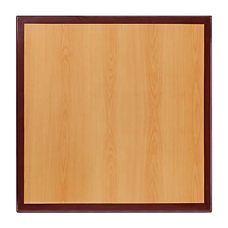 Flash Furniture 2-Tone High-Gloss Resin Square Table Top With 2"-Thick Drop-Lip, 30" x 30", Cherry/Mahogany