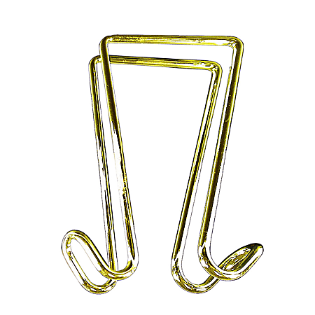 Artistic Double-Sided CoatClip Partition Hooks, Garment 2-Hook, 4 3/4" x 2 3/4", Brass