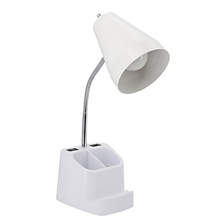 Realspace Lusina LED Organizer Desk Lamp With USB 18 H White - Office Depot