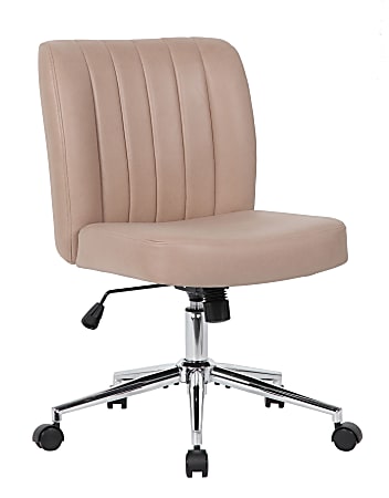 Boss Office Products Vinyl Mid-Back Task Chair, Tan