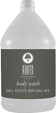 Hotel Emporium Bulk Body Wash, 1 Gallon, Roots Aromatherapy White Tea, Case Of 4 Bottles