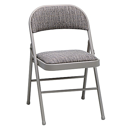 Meco Padded Steel Folding Chairs, 29 1/2"H x 18 1/2"W x 19 3/4"D, Buff Frame, Motif Fabric, Pack Of 4