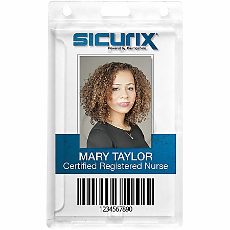 SICURIX Rigid PC ID Badge Dispensers with Thumb Slot - Vertical - Vertical - Polycarbonate - 25 / Pack - Clear