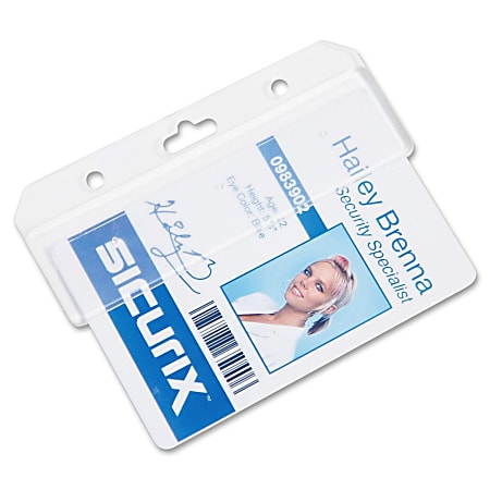 Baumgartens® Half Badge Holder, 2 1/2" x 3 1/2", Clear, Pack Of 25