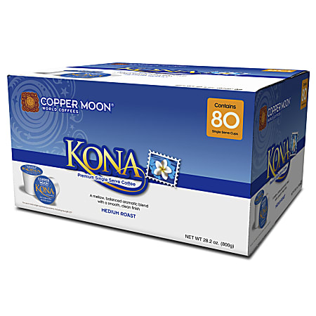 Copper Moon® Coffee, Kona Blend, 0.35 Oz, Case Of 80 Pods