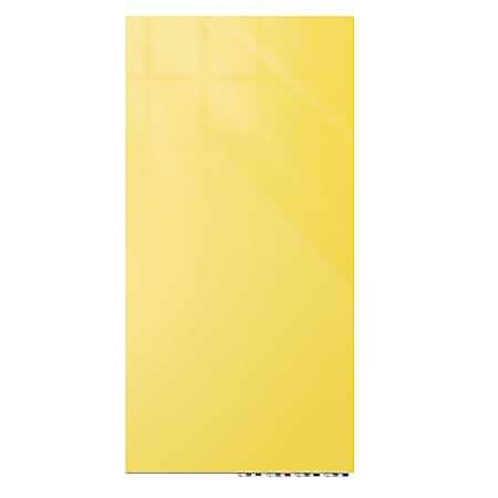 Ghent Aria Low-Profile Magnetic Glass Whiteboard, 60" x 36", Yellow