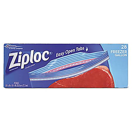Ziploc® Double Zipper Freezer Bags, 1 Gallon, Clear, 28 Bags Per Box, Case Of 9 Boxes