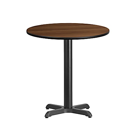 Flash Furniture Laminate Round Table Top With Table-Height Base, 31-1/8"H x 24"W x 24"D, Walnut/Black