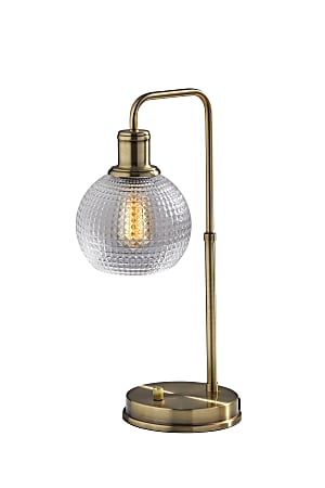Adesso® Simplee Barnett Globe Table Lamp with USB Port, 20-1/2"H, Clear Shade/Antique Brass Base