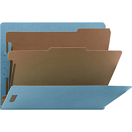 Nature Saver Letter Recycled Classification Folder - 8 1/2" x 11" - End Tab Location - 2 Divider(s) - Blue - 100% - 10 / Box