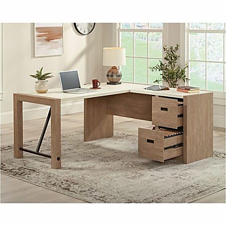 Sauder Dixon City 66 W L Shaped Computer Desk With Drawers Brushed