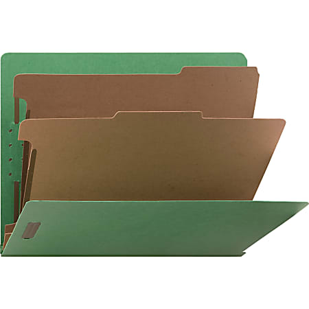 Nature Saver Letter  Classification Folder - 8 1/2" x 11" - End Tab Location - 2 Divider(s) - Green - - 10 / Box