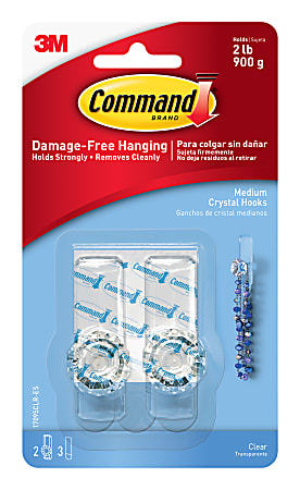 3M™ Command™ Damage-Free Removable Crystal Plastic Knob Hook, 2 Lb Medium, Clear