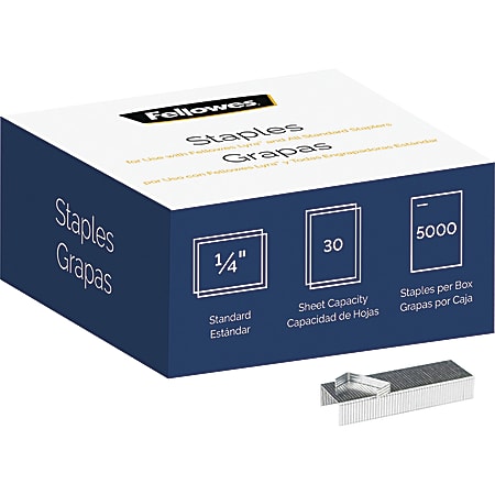 Fellowes® Lyra 3-in-1 Binding Center Staples, 1/4", Silver, Box Of 5,000 Staples