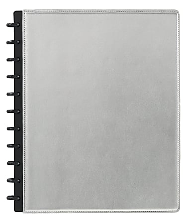 TUL™ Custom Note-Taking System Discbound Notebook, Letter Size, Leather Cover, Metallic Silver