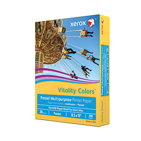 Xerox® Vitality Colors™ Pastel Multi-Use Printer & Copy Paper, 10 Reams, Goldenrod, Letter (8.5" x 11"), 5000 Sheets Per Case, 20 Lb, 30% Recycled