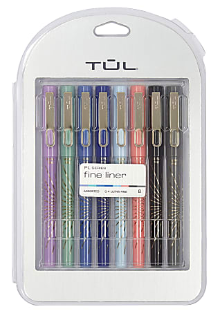 Assorted Ink Colors Silver Barrel Pack of 4 Pens 0.4 mm Ultra-Fine TUL Fine Liner Porous-Point Pens 