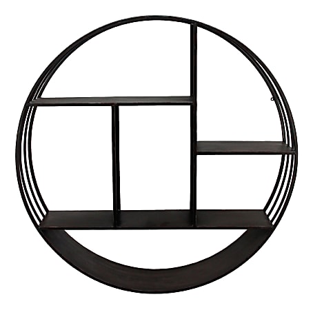 FirsTime & Co. Brody Metal Industrial Circular Shelf, 3-Tiers, 27-1/2" x 6", Metallic Gray