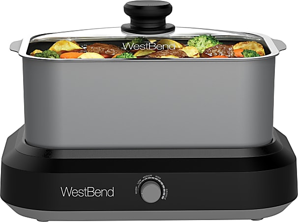 West Bend 5-Quart Oblong Slow Cooker, Silver