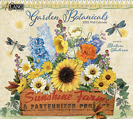 Lang Monthly Wall Calendar, 10”H x 13-7/16”W, Garden Botanicals, January To December 2022