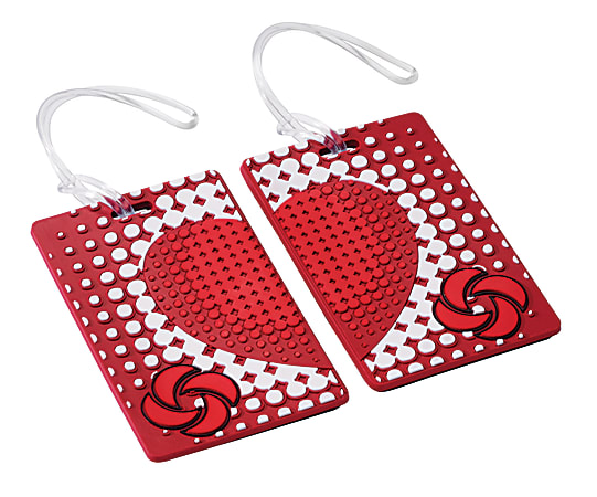 Samsonite® PVC ID Tags, 4"H x 3"W x 1/16"D, True Love Red, Pack Of 2