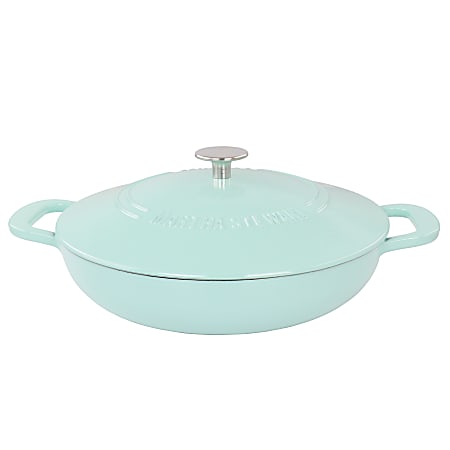 Martha Stewart 3.5-Quart Enameled Cast Iron Braiser With Self Basting Lid, Blue