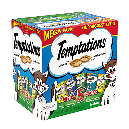 Temptations Cat Treats Mega Variety Packs 6.3 Oz Box Of 5 Packs