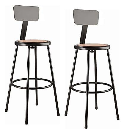 National Public Seating® 6200 Series Stools With Backrests, Black, Pack Of 2 Stools