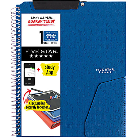 Five Star® Clip &#x27;N Store Wire-Bound Notebook, 8-1/2"