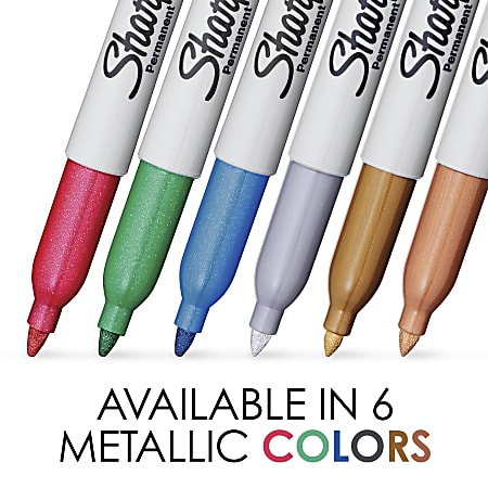 Sharpie Metallic Permanent Markers Fine Point Metallic Silver Pack Of 36 -  Office Depot