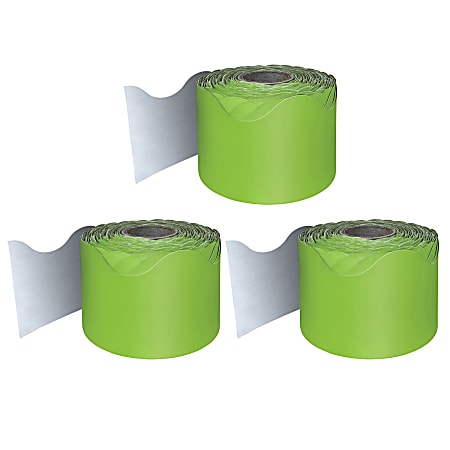 Carson Dellosa Education Rolled Scalloped Borders, Lime, 65' Per Roll, Pack Of 3 Rolls