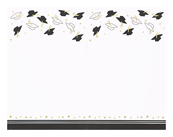 Great Papers! 2-Up Graduation Invitation, 5 1/2" x 8 1/2", 110 Lb, Hat Toss, Black/White, Pack Of 12