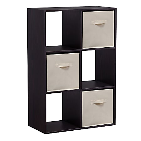 Homestar North America 6 Cube Bookcase With Bins Dark Brown - Office Depot