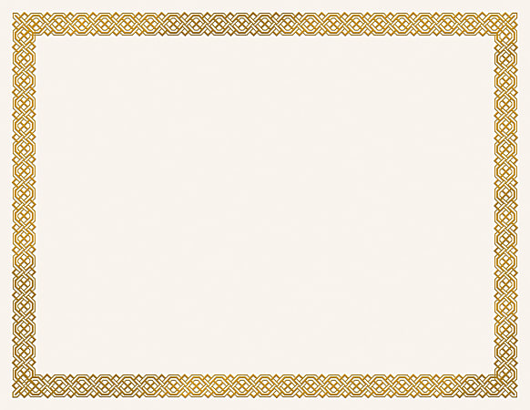 Gold Foiled Metallic Border Award Certificate Sheets, Printer Compatible (11 x 8.5 in, 50 Pack)