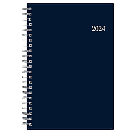 2024 Blue Sky™ Enterprise Weekly/Monthly Planning Calendar, 5" x 8", Navy Blue, January to December 2024, 142991