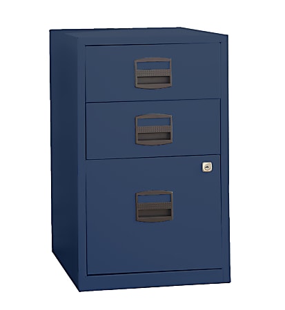 Bisley 14-13/16"D Vertical 3-Drawer Under-Desk Storage Cabinet, Metal, Navy