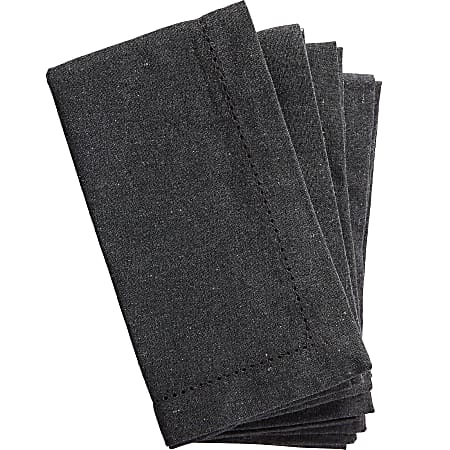 Amscan Fabric Hem Stitch Napkins, 18" x 18", Gray, Pack Of 4 Napkins