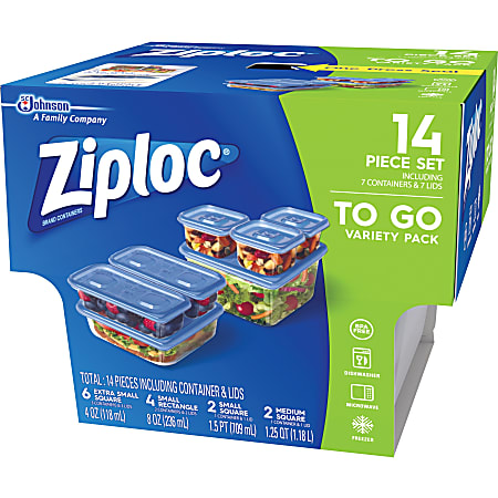 Ziploc® Food Storage Container Sets - 7 / Pack - Dishwasher Safe - Microwave Safe - Clear - Plastic Body - 6 / Carton