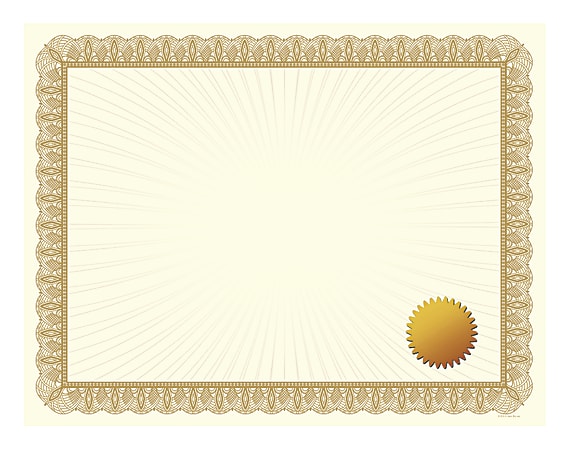 Great Papers!® Metallic Certificate With Seals, Gold, 8 1/2" x 11", Pack Of 25