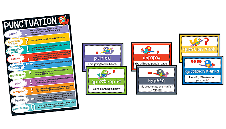 Carson-Dellosa Boho Birds Punctuation Bulletin Board Set, Multicolor, Grades 2-5