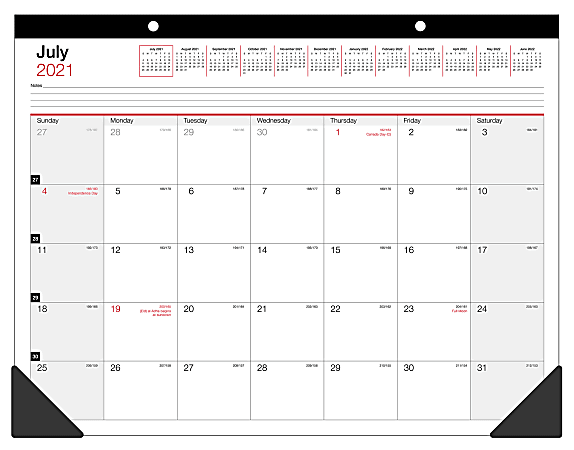 Office Depot® Brand Monthly Academic Desk Calendar, 22" x 17", 30% Recycled, July 2021 to June 2022, ODUS2033-002