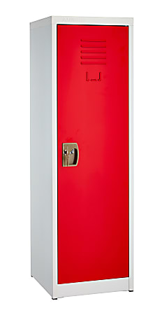 Alpine Kids’ 1-Tier Steel Locker, 48”H x 15”W x 15”D, Red