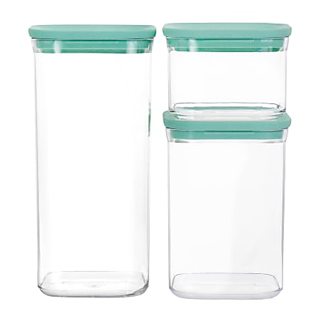 Martha Stewart 3-Piece Plastic Stackable Container Set, 9"H