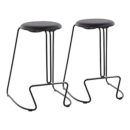 LumiSource Finn Counter Stools, Black Seat/Black Frame, Set Of 2 Stools